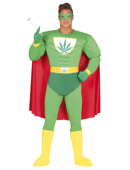 Humoros álruhás szuperhős felnőtt kannabisz levél
