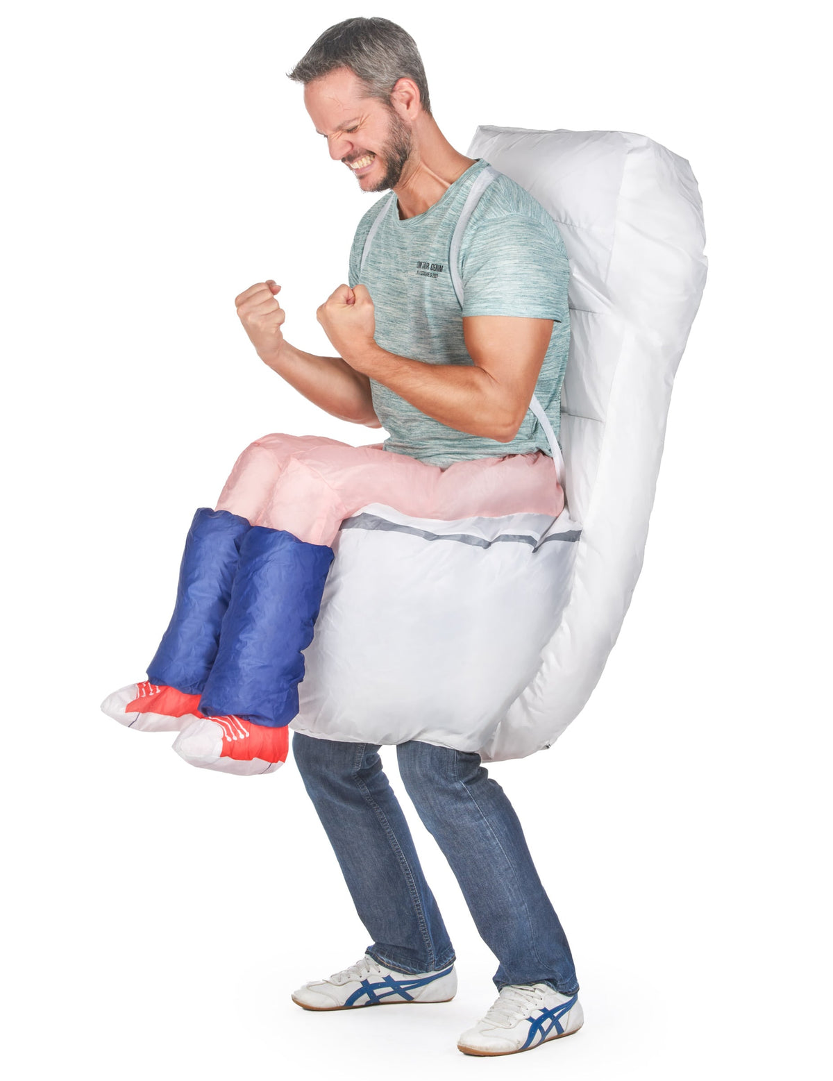 Vue de profil du déguisement humoristique toilette gonflable