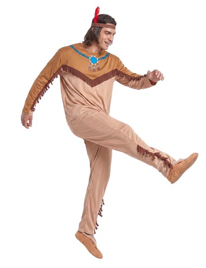 Déguisement indien beige et marron homme