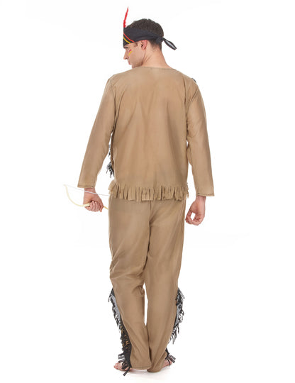 Vue de dos du déguisement indien effet velours pour homme