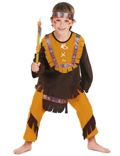Brown és Ocher Boy indiai álruhás
