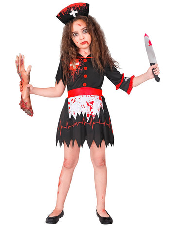 Fekete zombi nővér jelmez lányoknak