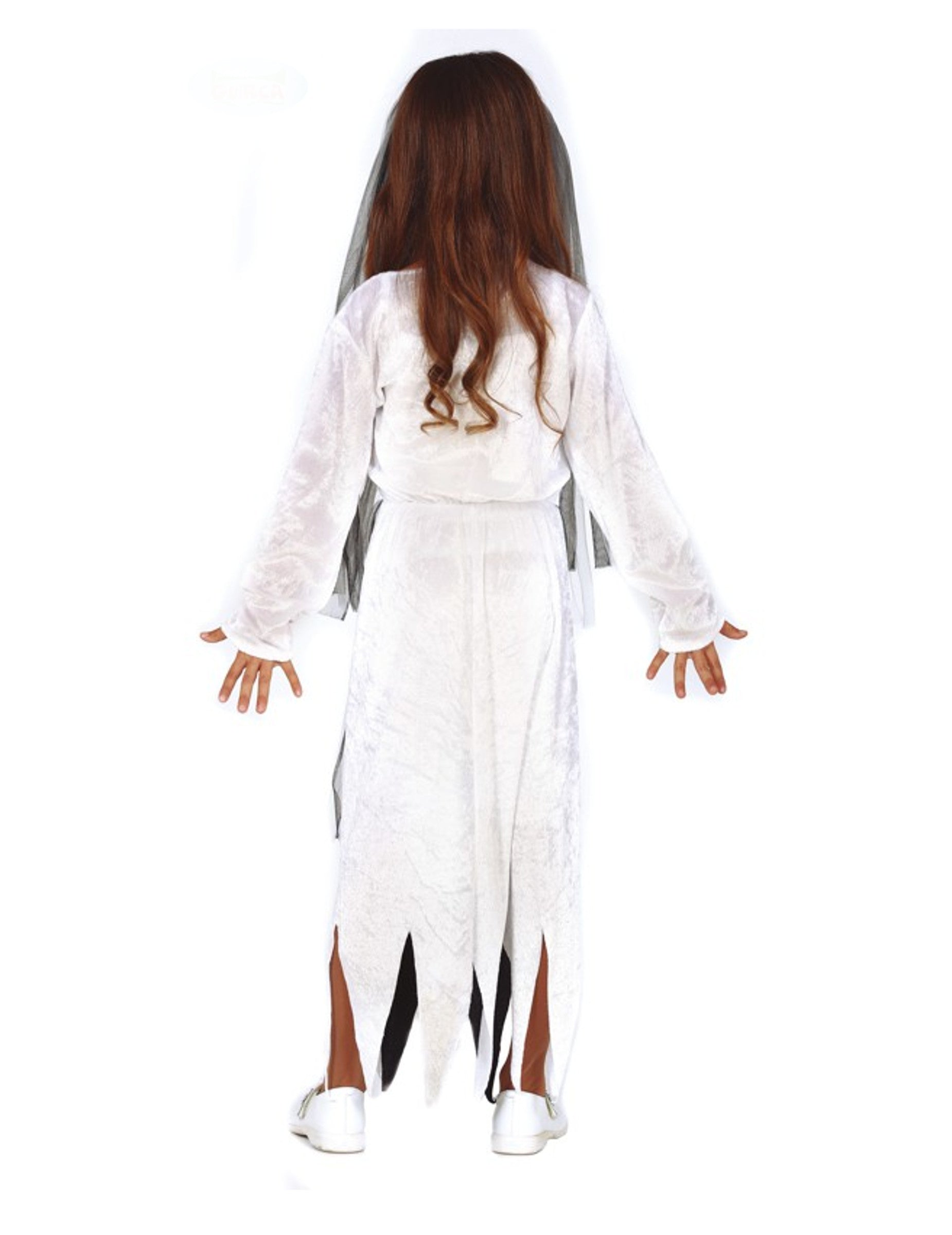 Vue de dos du déguisement de jeune mariée zombie pour fille