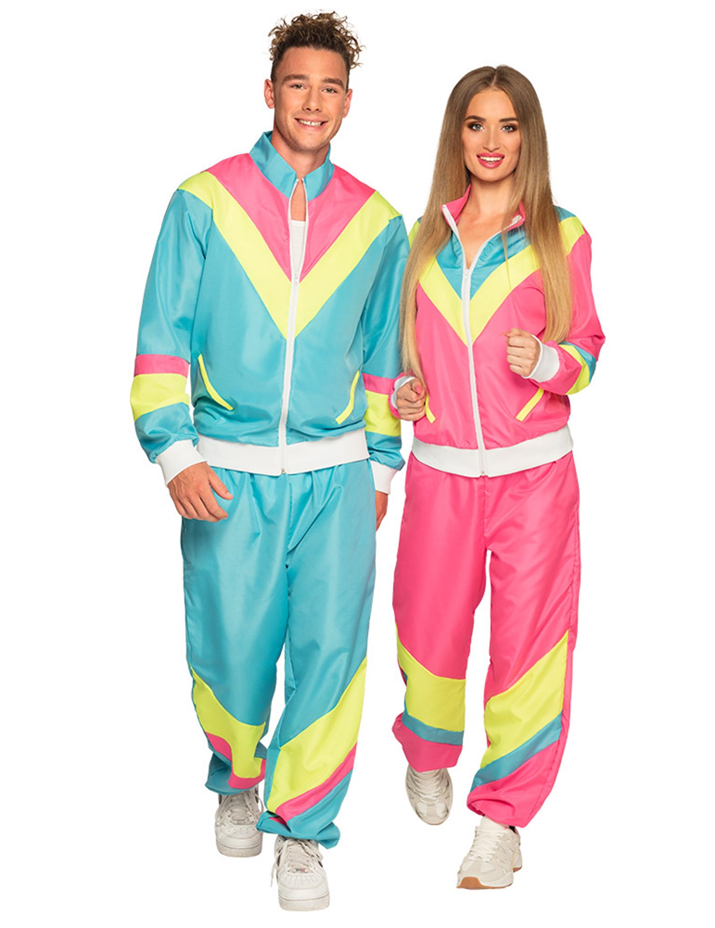 Férfi neonkék retro kocogó jelmez