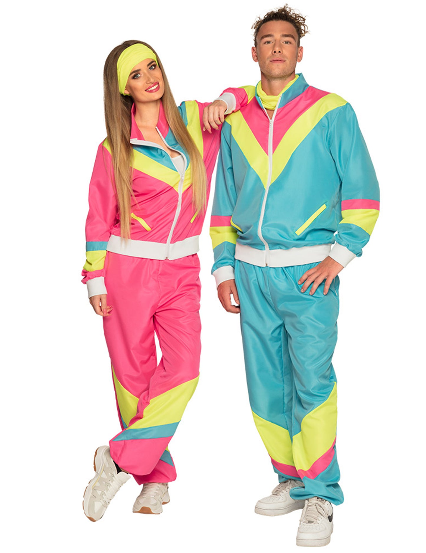 Férfi neonkék retro kocogó jelmez