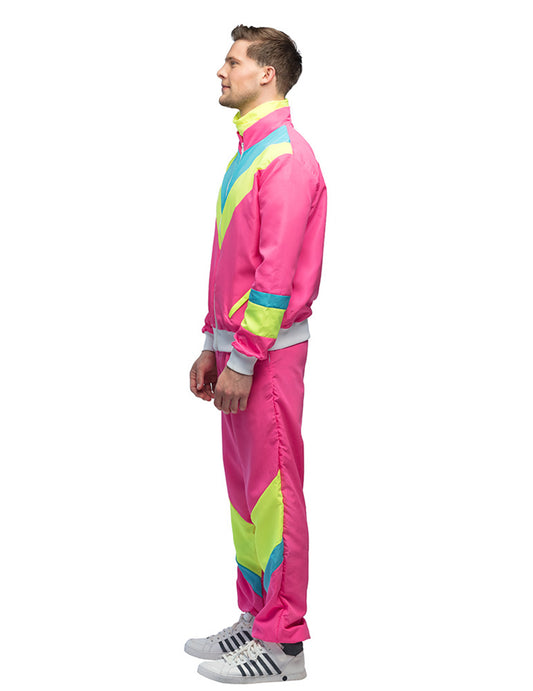 Férfi neon rózsaszín retro kocogó jelmez