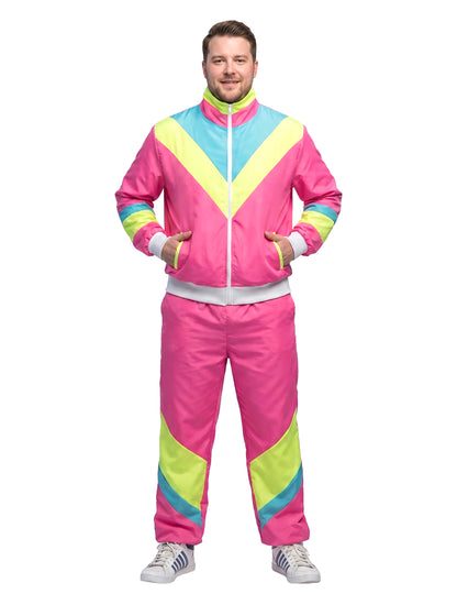 Férfi neon rózsaszín retro kocogó jelmez