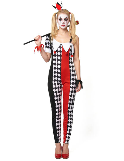 Vue d'ensemble de face du déguisement joker pour femme