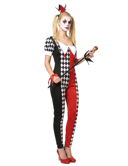 Vue de face du déguisement joker pour femme