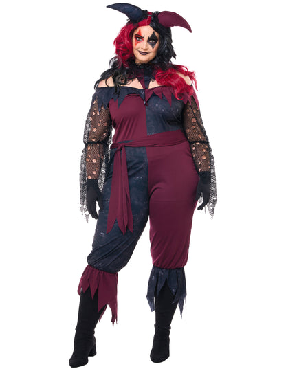 Vue de face du déguisement joker psychopathe luxe pour femme
