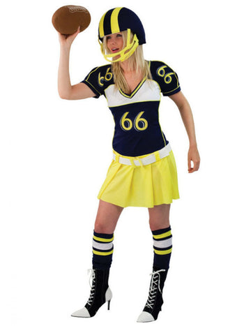 Női sárga sárga futballista jelmez