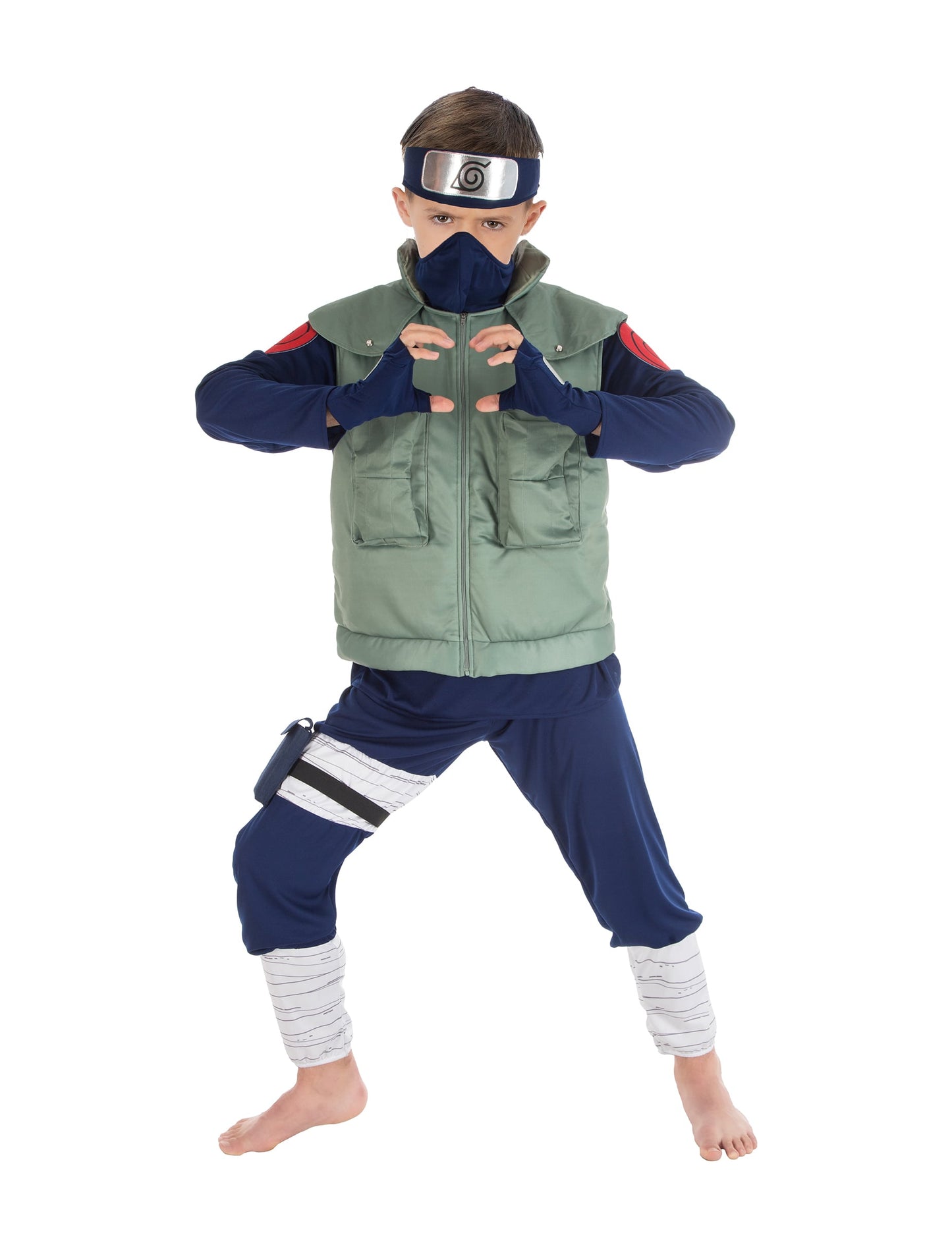Déguisement de Kakashi Naruto™ pour enfant bleu et vert avec gilet et bandeau frontal