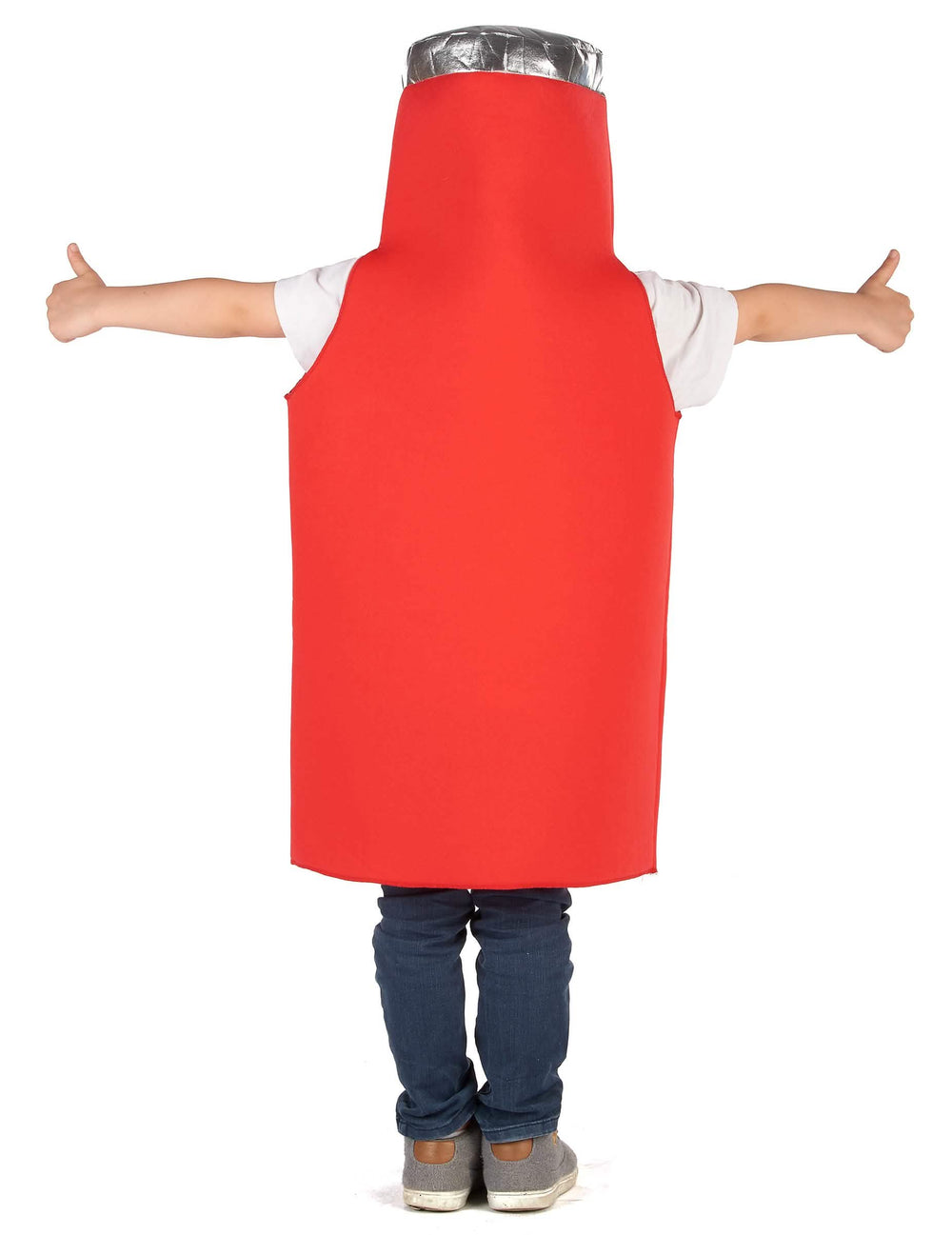Hátulnézet a gyermek ketchup jelmezről