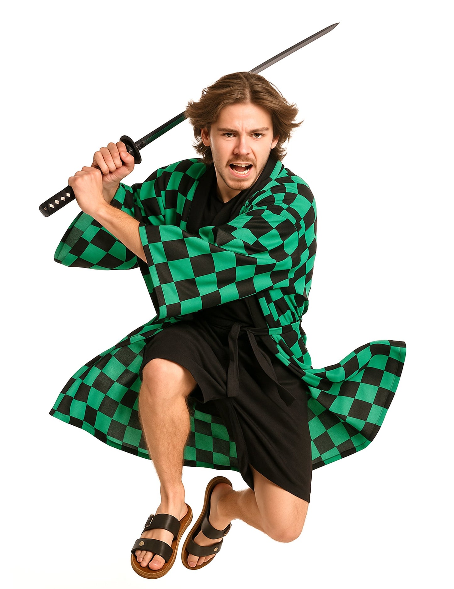 Felnőtt kockás kimono manga jelmez