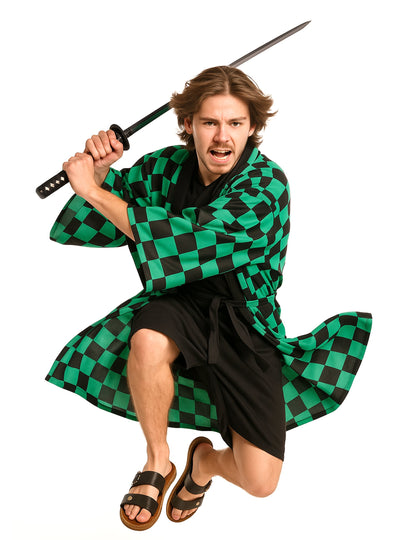 Felnőtt kockás kimono manga jelmez