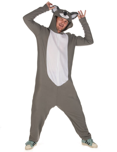 Déguisement koala pour homme gris et blanc avec capuche