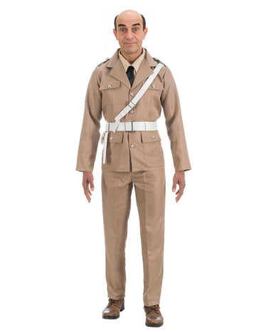 Déguisement le gendarme de Saint Tropez pour adulte beige avec ceinture blanche