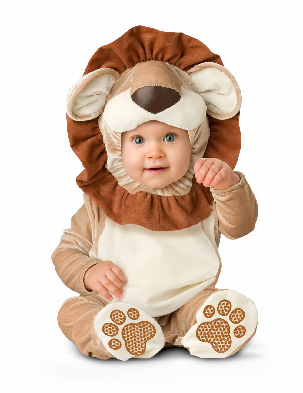 Déguisement lion pour bébé marron et beige avec crinière