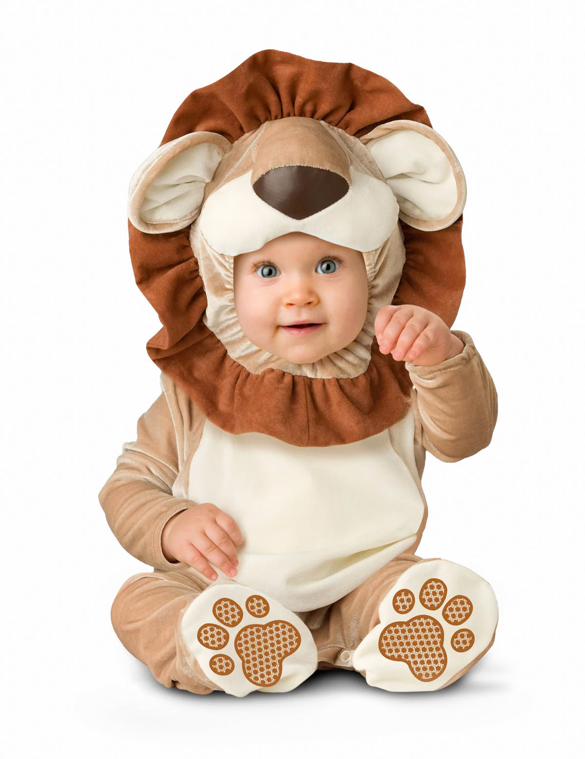 Déguisement lion pour bébé marron et beige avec crinière