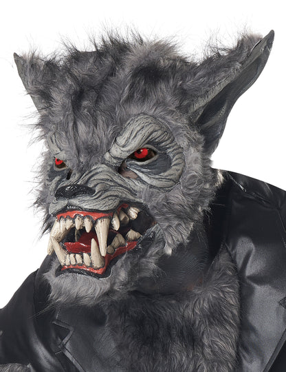 Vue de profil du masque du déguisement de loup-garou en perfecto luxe