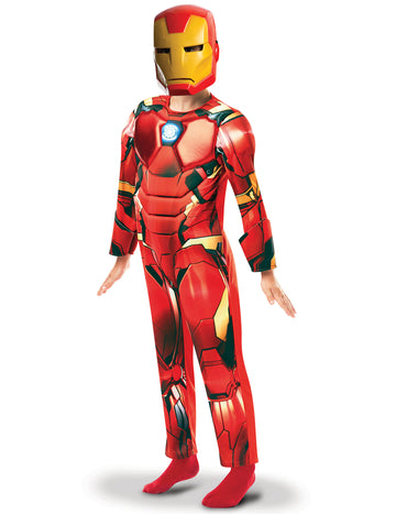 Déguisement luxe Iron Man série animée pour garçon rouge et jaune avec masque