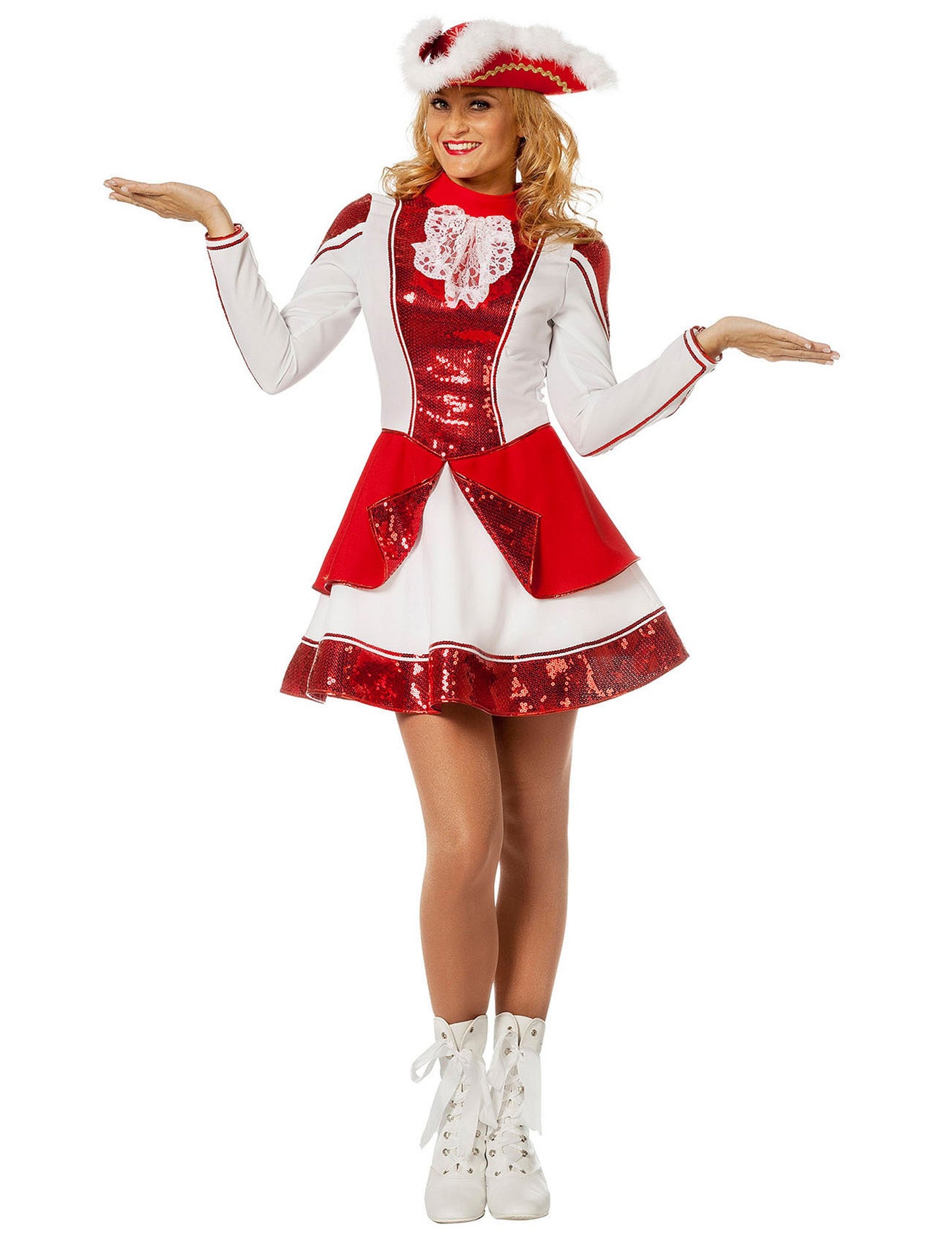 Női piros-fehér mazsorett jelmez