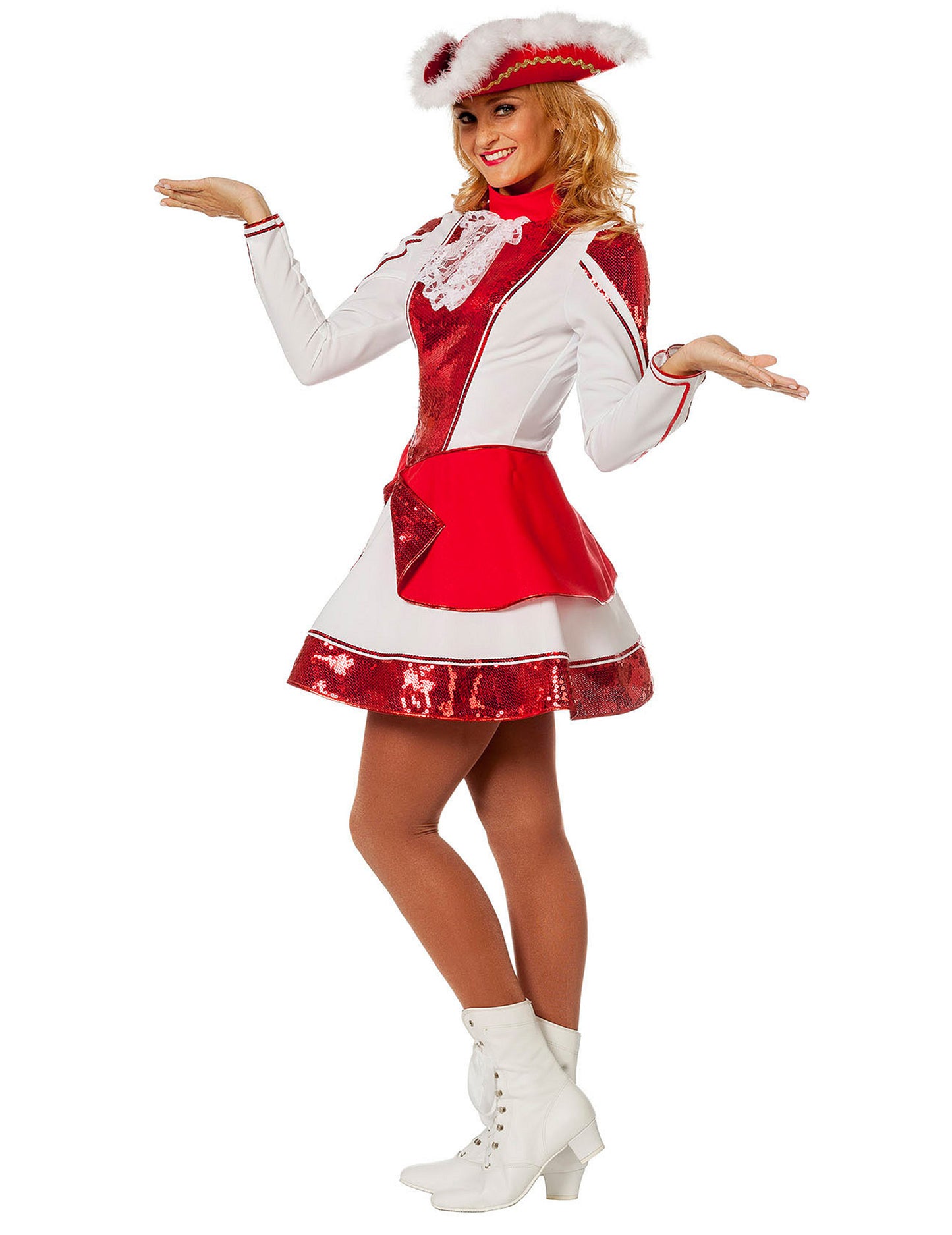 Női piros-fehér mazsorett jelmez