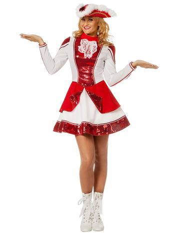 Női piros-fehér mazsorett jelmez