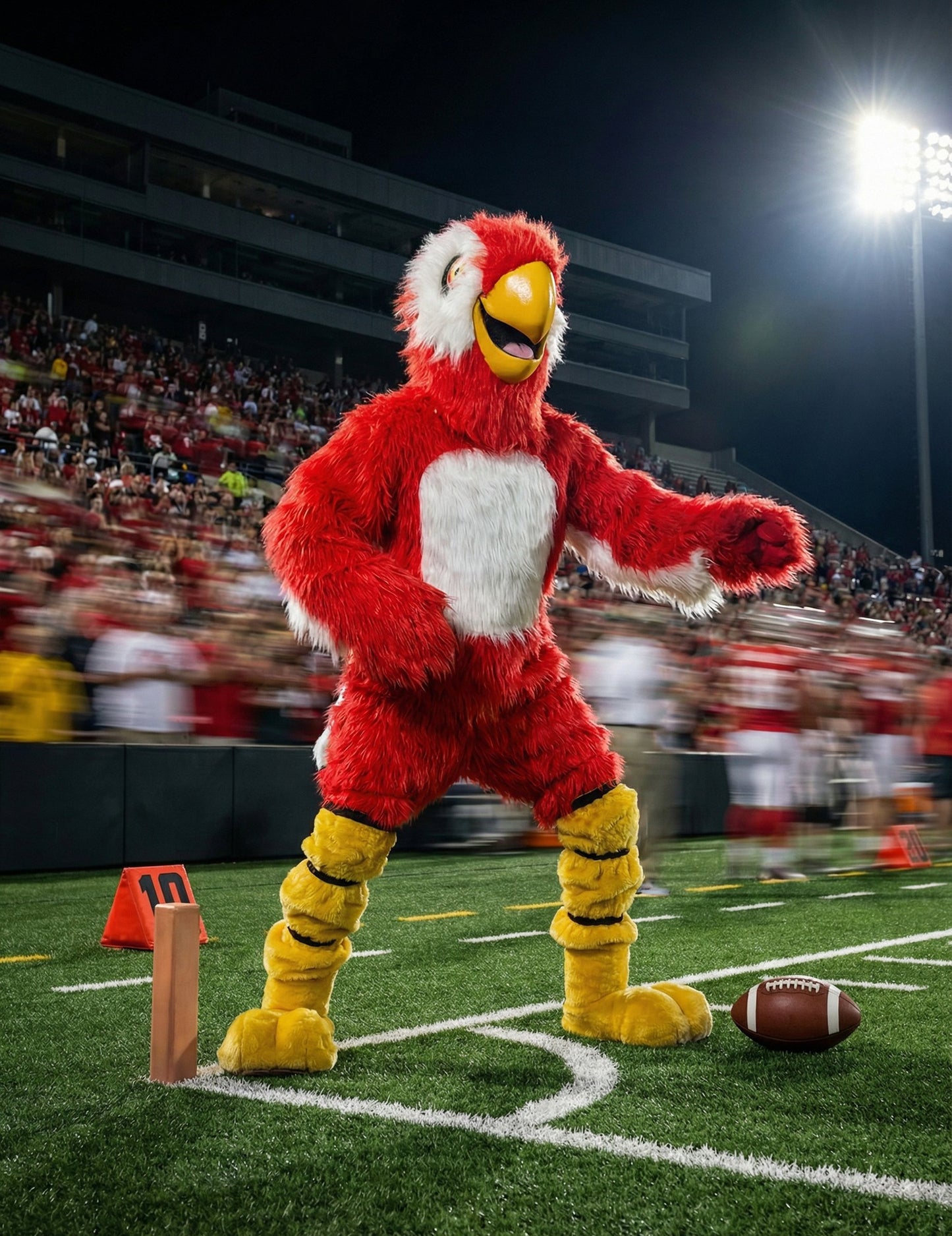 Felnőtt vörös papagáj kabala jelmez