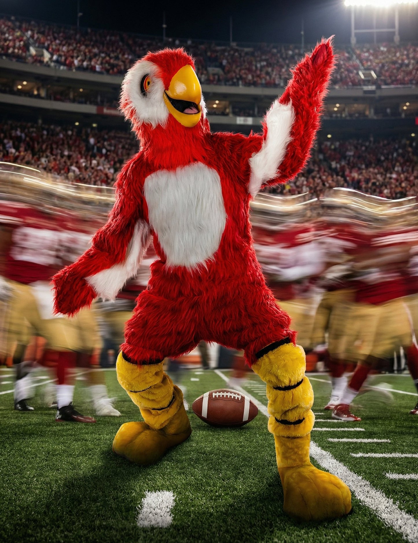 Felnőtt vörös papagáj kabala jelmez