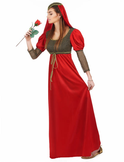 Vörös középkori álruhás nő