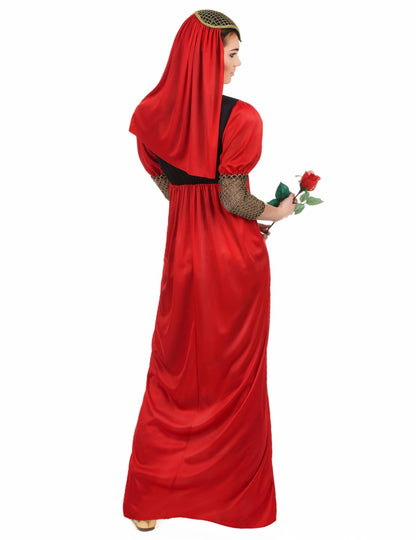 Vörös középkori álruhás nő