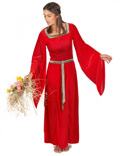 Vörös középkori álruhás női bársonyos hatás