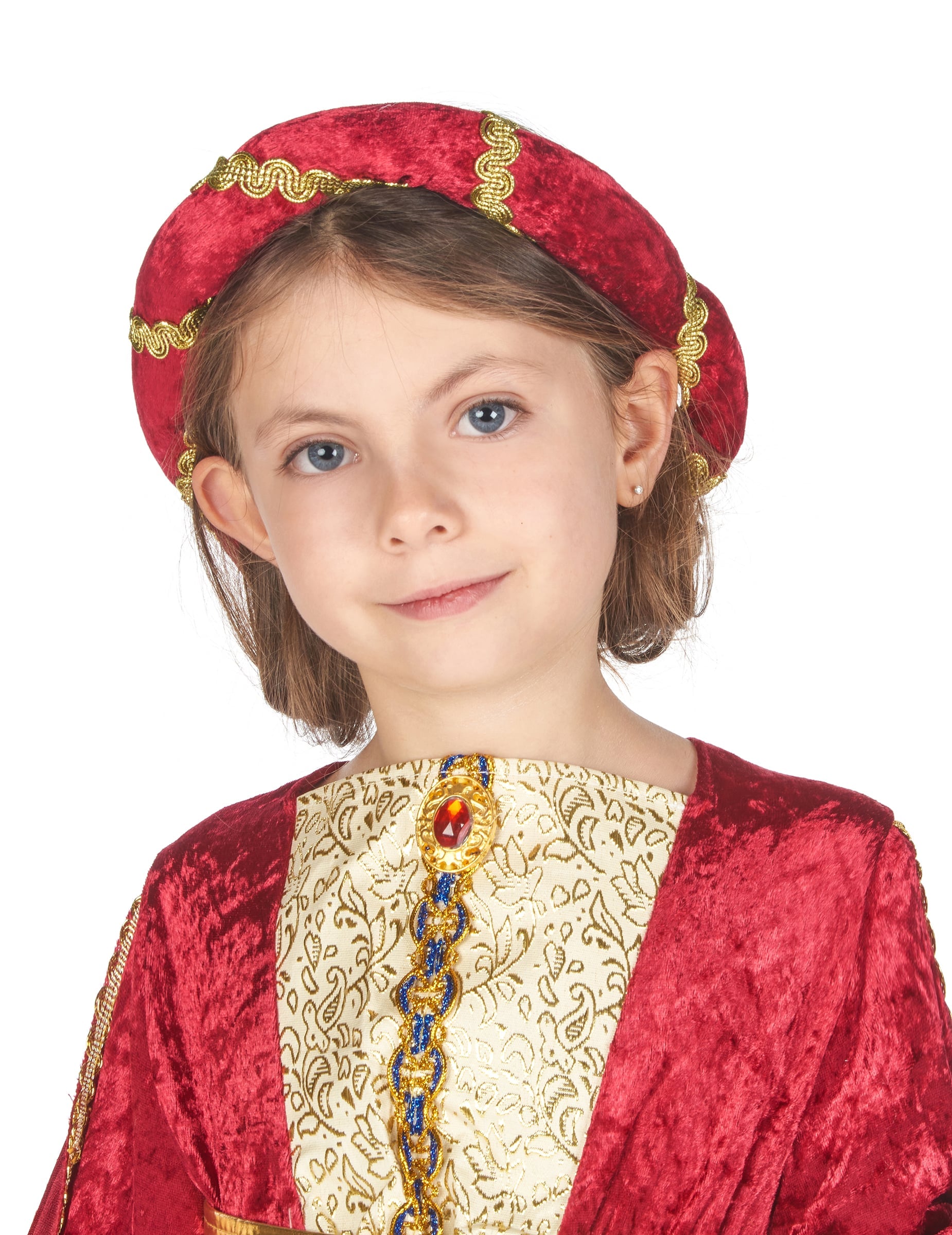 Portrait de face du déguisement de reine médiévale pour fille