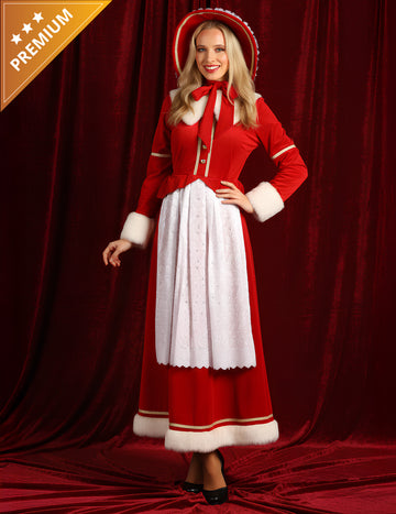 Hagyományos Mikulásné jelmez nőknek köténnyel