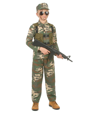 Zöld fiú katonai jelmez