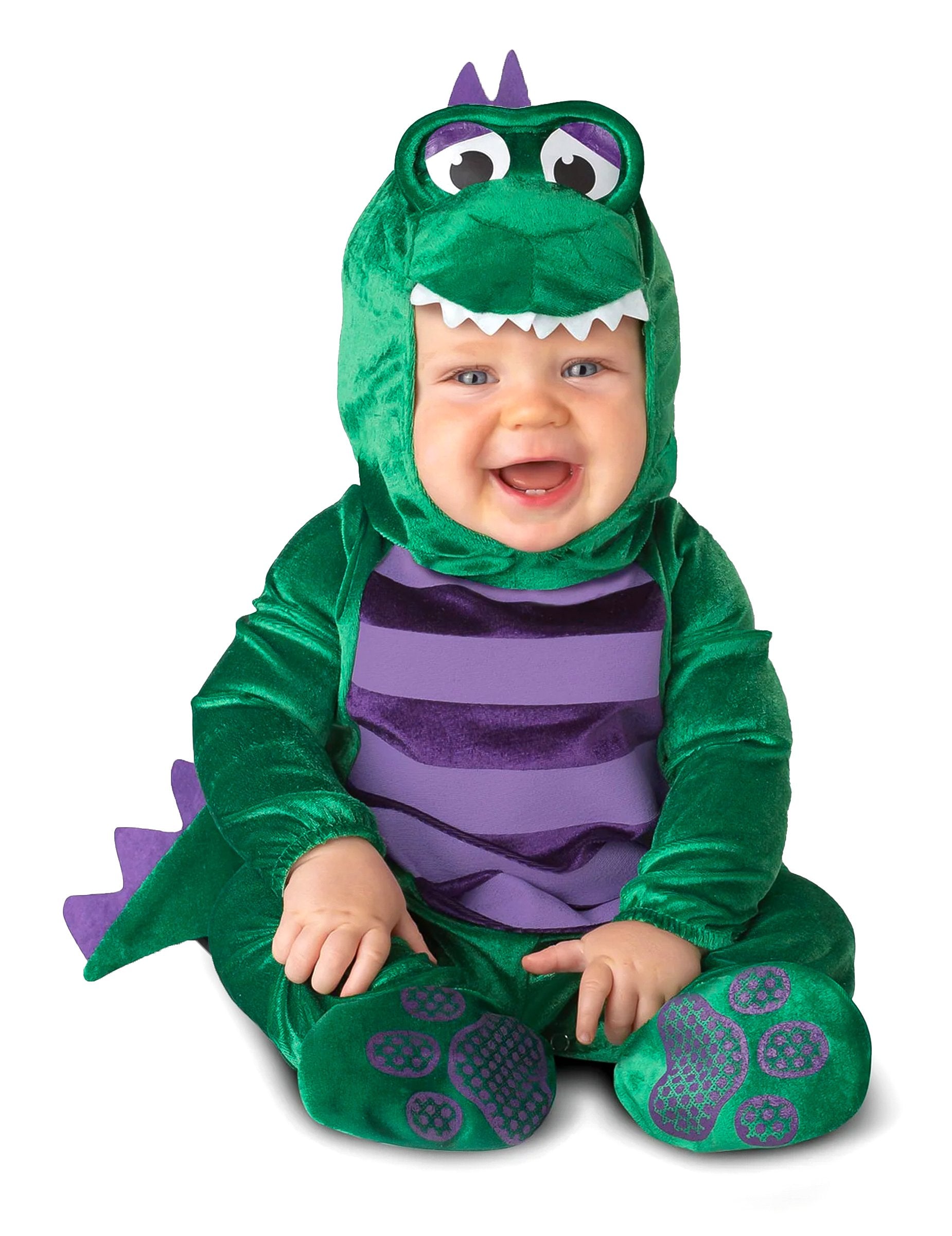 Déguisement mini dinosaure pour bébé vert et violet