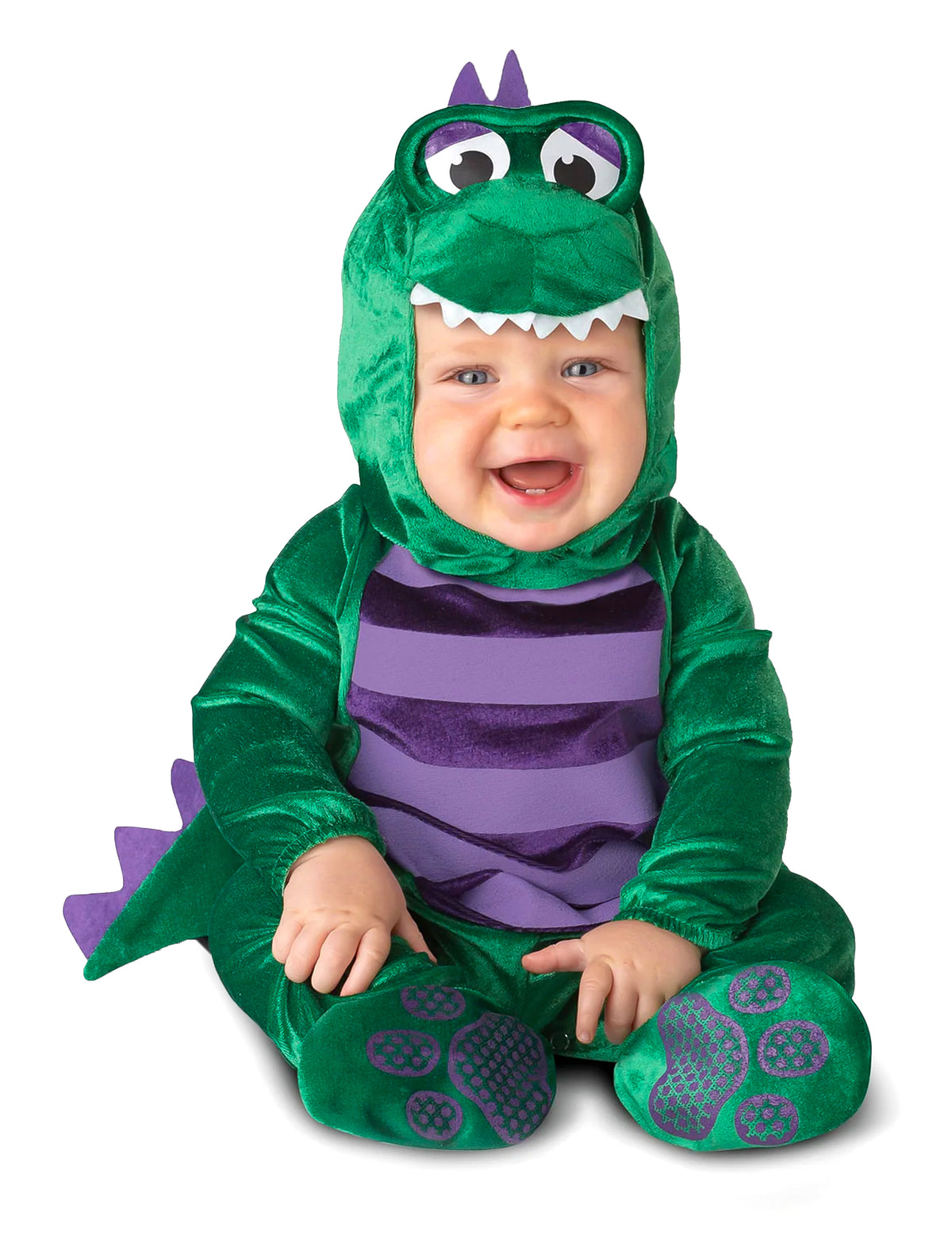 Déguisement mini dinosaure pour bébé vert et violet