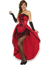 Déguisement miss burlesque pour femme rouge avec dentelle noire