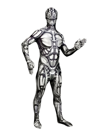 Felnőtt szürke és fehér mechanikai mintás Androïd Morphsuits™ jelmez