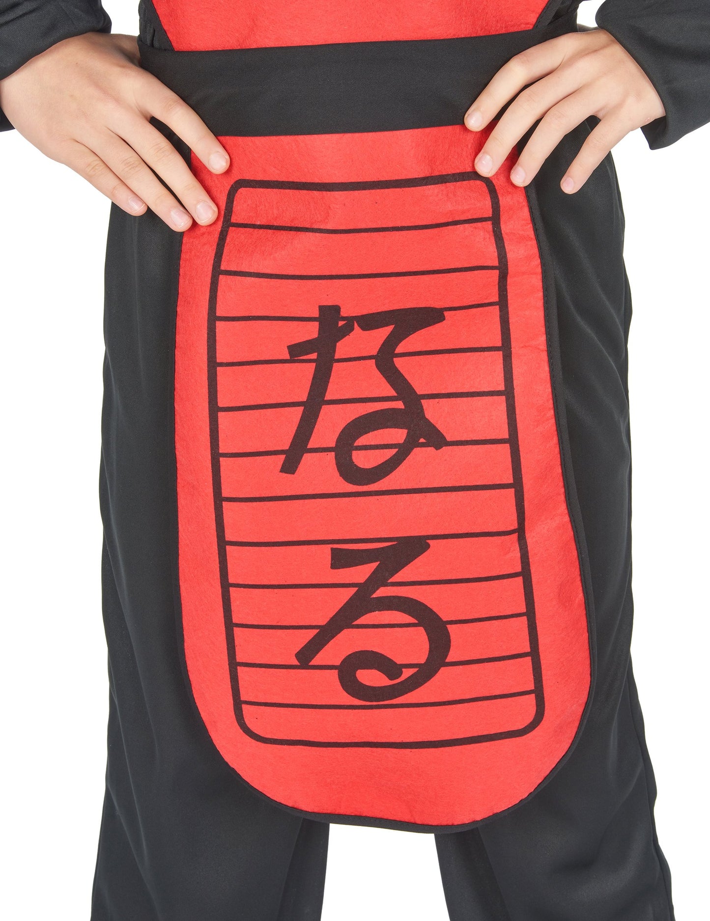 A sárkány ninja jelmez fiúknak mellvéd részén található japán feliratok részlete