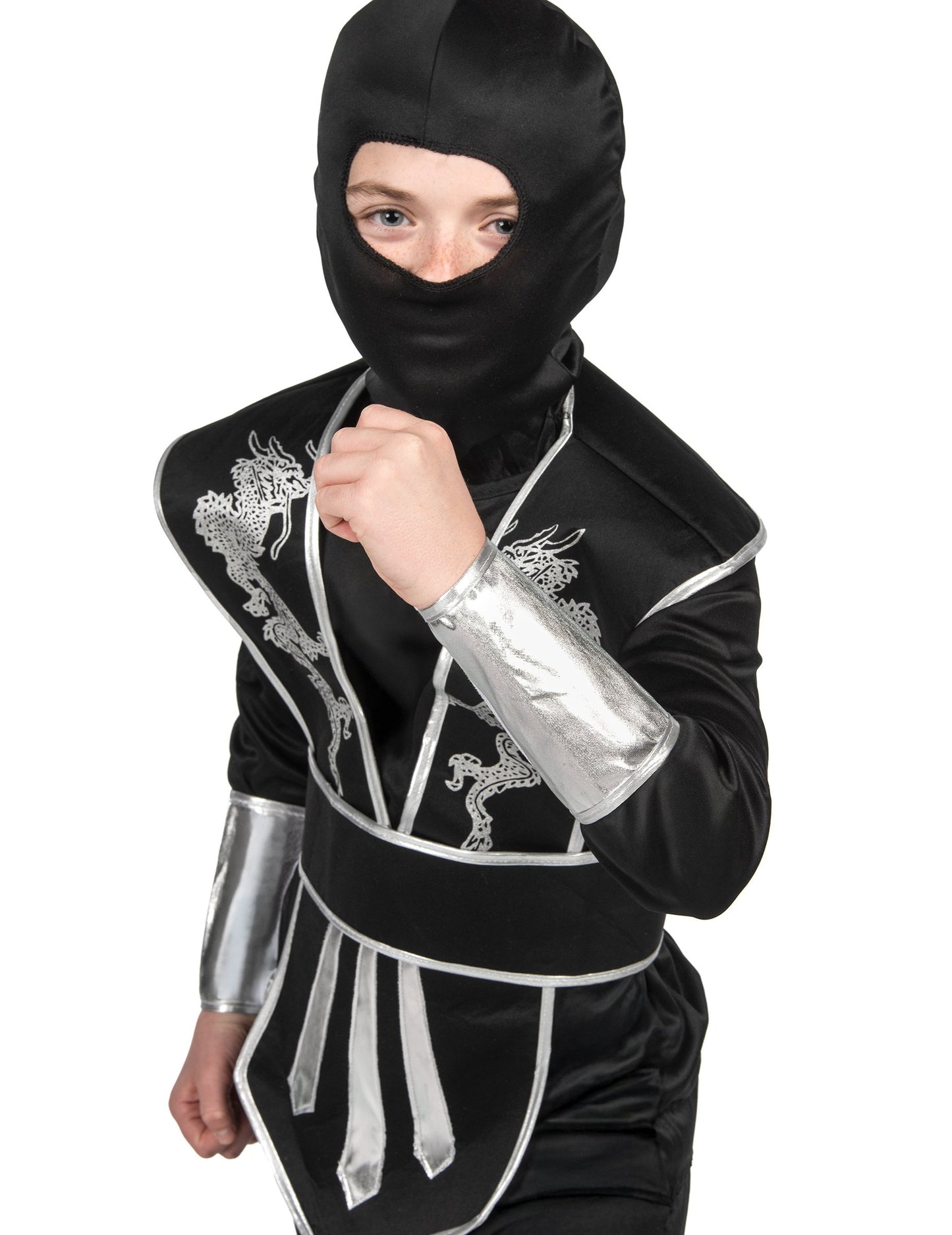 Fekete és ezüst fiú ninja jelmez