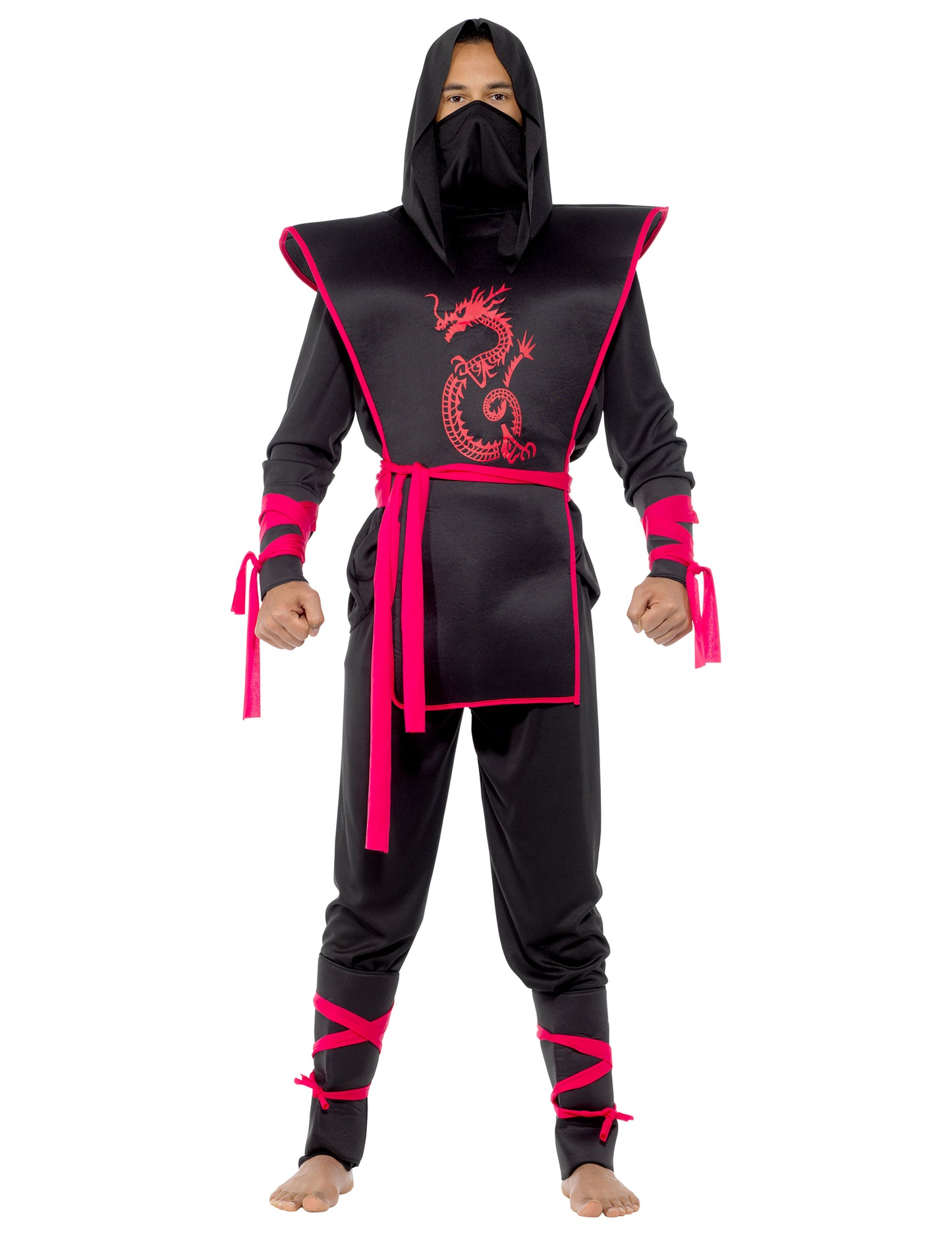 Fekete és piros ninja álruhában