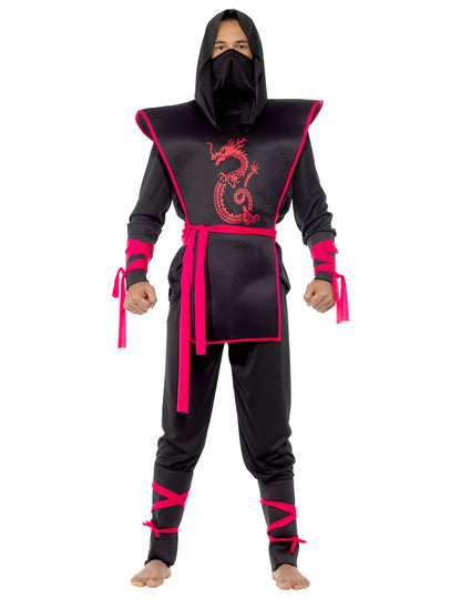 Fekete és piros ninja álruhában