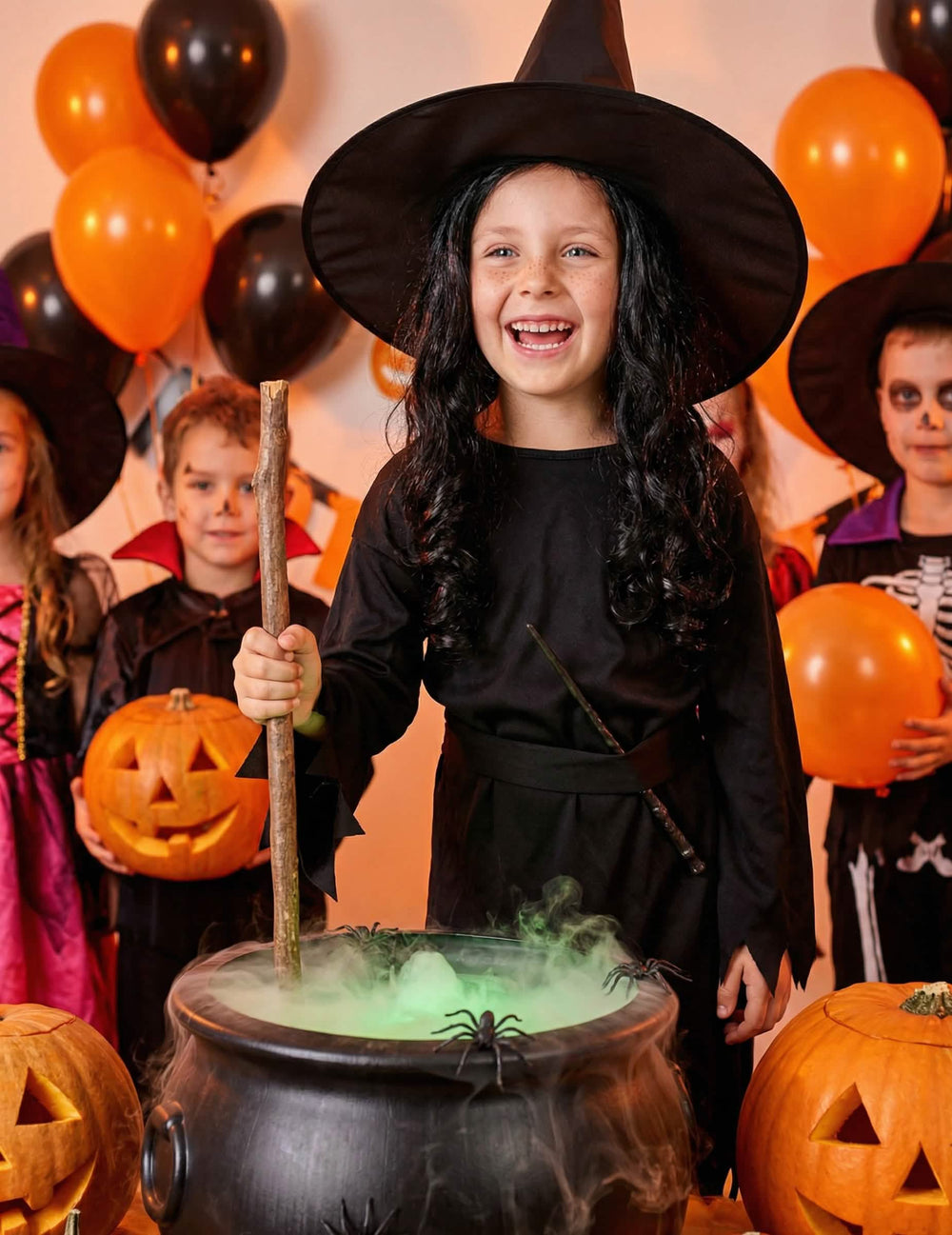 Halloweeni boszorkányjelmezhez való főzetes üst lányoknak