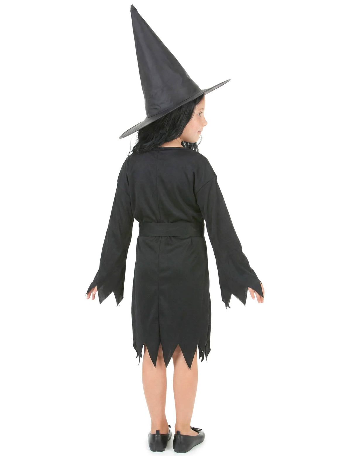 Hátulnézet a halloween boszorkány jelmezről lány számára