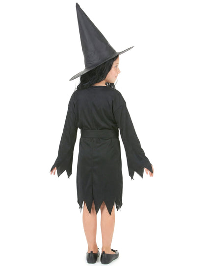 Vue de dos du déguisement de sorcière Halloween pour fille