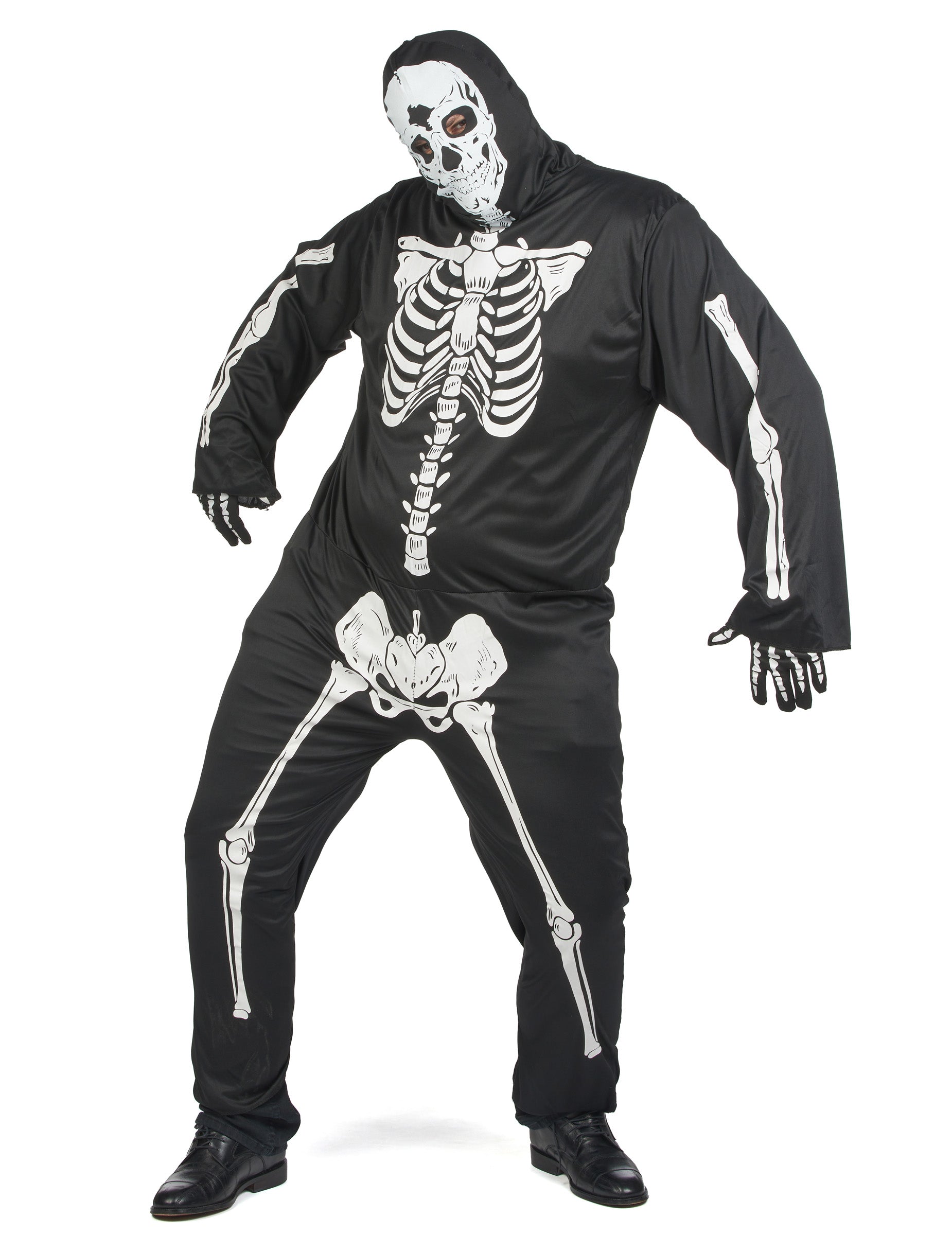 Déguisement de squelette pour homme noir et blanc pour Halloween