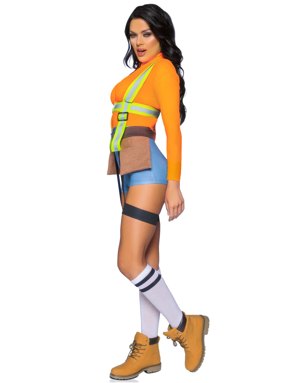 Vue de profil du déguisement ouvrier de chantier sexy pour femme