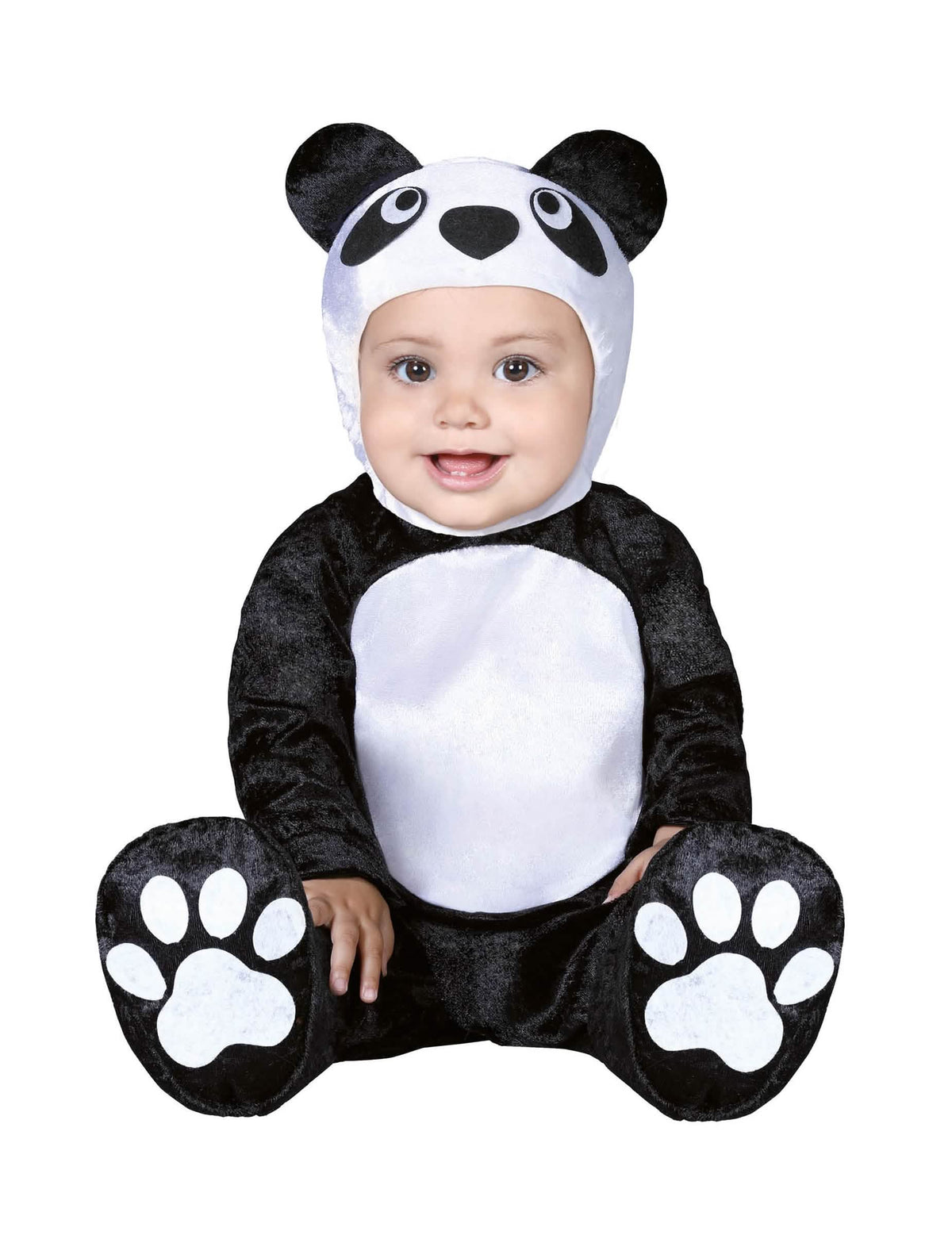 Baba kis panda jelmez fekete és fehér kapucnival, fülekkel